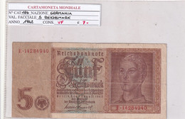 GERMANIA TERZO REICH 5 REICHSMARK 1942 P 186 - 5 Reichsmark