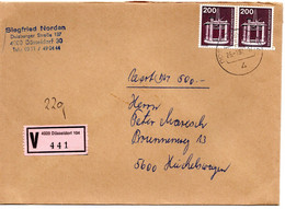 62799 - Bund - 1982 - 2@200Pfg I&T A W-Bf (22g/500DM) DUESSELDORF -> Hueckeswagen - Lettres & Documents