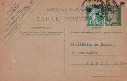 France Entiers Postaux - 20c Pasteur - Carte Postale - Cartes Postales Types Et TSC (avant 1995)