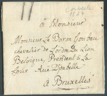 Lettre De CORBEEK Le 22 Février 1824 Vers Bruxelles; Port De II (crayon Noir) - 20520 - 1815-1830 (Dutch Period)