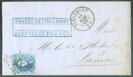 N°15A  - Médaillon 20 Centimes Bleu Obl; LP. 361 Sur Lettre De TIRLEMONT Le 16 Nov. 1864 Vers Namur.  - 20530 - 1863-1864 Medaillen (13/16)