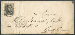 N°6 - Médaillon 10 Centimes Brun, TB Margé,  Obl; P. 24 à 14 Barres Sur Lettre De BRUXELLES Le 26 Nov. 1854 Vers Bruxell - 1851-1857 Medaglioni (6/8)