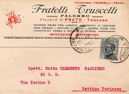 PALERMO - FRATELLI TRUSCELLI - FILIALE DI PRATO - CARTOLINA COMMERCIALE SPEDITA NEL 1930 PRATO-SETTIMO TORINESE - Publicité