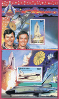 DJIBOUTI 2 Blocs Spéciaux COTE 20 € Poste Aérienne N° 155 + 156 MNH ** Conquête Spatiale COLUMBIA NASA ENGLE TRULY TB/VG - Afrika