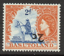 Basutoland 1961 2c On 2d Definitive Surcharge INVERTED, Type I, MNH, SG 60a (BA) - 1933-1964 Colonia Británica