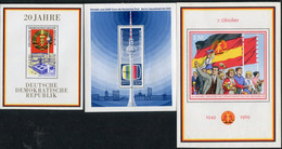 DDR / E. GERMANY 1969 20th Anniversary Of DDR Blocks I-III MNH / **.  Michel Blocks 28-30 - Nuovi