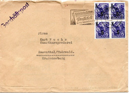 62825 - DDR - 1955 - 4@5/6Pfg Fuenfjahrplan A Bf DRESDEN - ... PRESSEFEST ... -> Hasenthal - Lettres & Documents