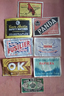 8 Vintage Lucifersetiketten  / Matchboxeslabels INDIA /MACAU / EGYPT/ OOST EUROPA / ENGELAND - Zündholzschachteletiketten