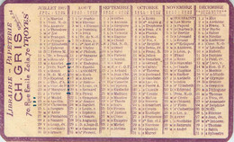 Petit Calendrier Ancien Publicitaire Illustré 1927 * Librairie Papeterie Ch. GRIS 70 Rue émile Zola Troyes * Calendar - Petit Format : 1921-40