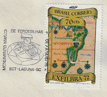 Brazil 1975 Cover With Commemorative Cancel To Treaty Of Tordesillas Monument in Laguna Signed Between Spain Portugal - Lettres & Documents