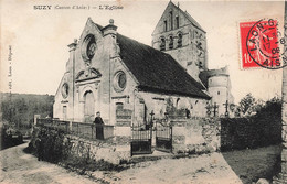 CPA Suzy - L'eglise - Curé Sur Le Parvis - Obliteration 1908 - Autres & Non Classés