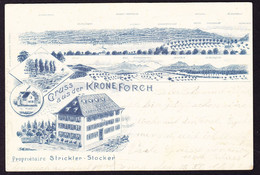 1899 Gelaufene Hotel AK: Gruss Aus Der Krone Forch. Rückseitig Gesprenkelt. - Laufen-Uhwiesen 