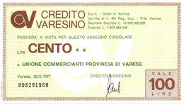 1977 - Italia - Credito Varesino - Unione Commercianti Provincia Di Varese ---- - [10] Assegni E Miniassegni