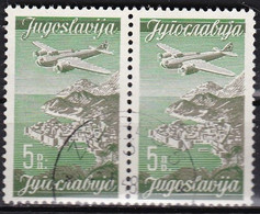 YU405 – YOUGOSLAVIA – AIRMAIL - 1947 – PLANE OVER CITIES – Y&T # 20A/B USED - Luftpost