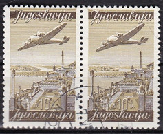 YU406 – YOUGOSLAVIA – AIRMAIL - 1947 – PLANE OVER CITIES – Y&T # 21A/B USED - Luchtpost