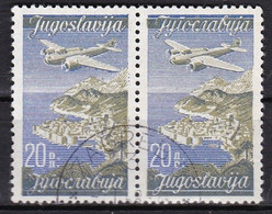 YU407 – YOUGOSLAVIA – AIRMAIL - 1947 – PLANE OVER CITIES – Y&T # 22A/B USED - Airmail
