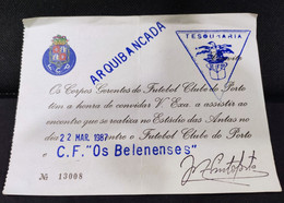 C1/6 - F.C.Porto - Belenenses * Convite * Futebol * Bilhete * Portugal - Portugal