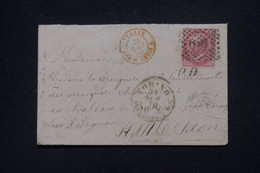 FRANCE - Cachet Rouge D'Entrée " Italie Amb M.Cenis A " Sur Enveloppe D'Italie En 1870 Pour Voray - L 136163 - Marques D'entrées