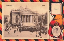 Lot De 2 CPA Bruxelles - Cadre Couleur Drapeau - Le Palais De Justice - La Bourse - Tramway - Otros & Sin Clasificación