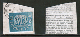 GREAT BRITAIN   M3 TV LISCENSE FEE PAID STAMP ON PIECE USED (CONDITION AS PER SCAN) (Stamp Scan # 839-1) - Cinderella