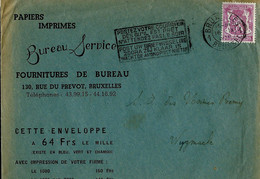 Env. (entière) Entête Publ. : Bureau Service - Fournitures De Bureau - BXL -- Obl. 1950 - Autres & Non Classés