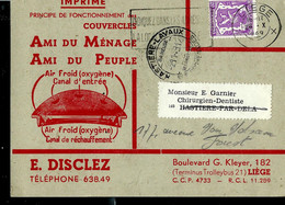 Carte : E. DISCLEZ ; Ami Du Ménage - Ami Du Peuple  --- Obl. LIEGE 1949 - Autres & Non Classés