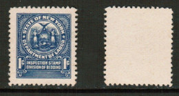 U.S.A.  UNUSED 1 CENT NEW YORK DEPT. Of LABOR STAMP (CONDITION AS PER SCAN) (Stamp Scan # 839-13) - Steuermarken