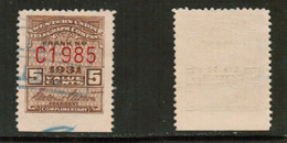 U.S.A.  1931---5 CENT WESTERN UNION TELEGRAPH STAMP USED (CONDITION AS PER SCAN) (Stamp Scan # 839-15) - Telégrafo