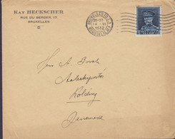 Belgium KAY HECKSCHER, BRUXELLES (Q.L.) 1932 Cover Lettre KOLDING Denmark 1.75 Fr. Montenez - 1929-1941 Gran Montenez