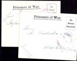 600098 | 2 Belege Kriegsgefangenenpost ( POW ) Aus Dem Lager Knockeloe Camp 1 | Isle Of Man, Marburg (W 3550) - Zonder Classificatie