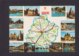 CPSM Contour Géographique Maps Circulé Sarthe - Mapas