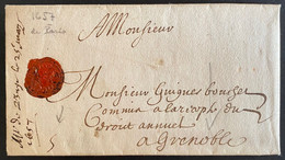 Lettre De PARIS En 1657 Pour Grenoble Sous Louis XIV à Mr Guignes Commis à La Récuperation Du Droit Annuel Rare ! - ....-1700: Vorläufer