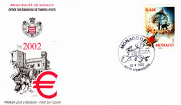 " EUROPA 2002 : LE CIRQUE " Sur Enveloppe 1er Jour De MONACO De 2002 N° YT 2348. Parfait état FDC - Cirque