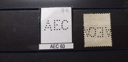 FRANCE TIMBRE  AEC 63  INDICE 7 SUR 137  PERFORE PERFORES PERFIN PERFINS PERFO PERFORATION PERFORIERT LOCHUNG - Gebraucht