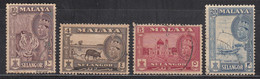 4v Selangor Used 1961, Malaya / Malaysia, Tiger, Rice Field, Agriculture, Bull Animal, Fish Sailing Boat, Mosque Islam - Selangor