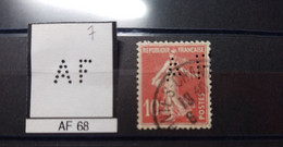 FRANCE TIMBRE  AF 68  INDICE 7 SUR SEMEUSE   PERFORE PERFORES PERFIN PERFINS PERFO PERFORATION PERFORIERT LOCHUNG - Gebraucht