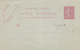 France Entiers Postaux - 10c Semeuse Lignée - Carte Postale - Overprinter Postcards (before 1995)