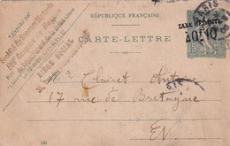 France Entiers Postaux - 15c Semeuse Lignée Surchargée - Carte Lettre - Cartes-lettres