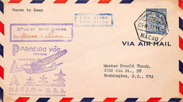 Aa6732 - MACAU Macao   POSTAL HISTORY - FIRST FLIGHT COVER To USA 1937 Guam - Covers & Documents