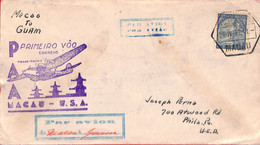 Aa6737  - MACAU Macao   POSTAL HISTORY - FIRST FLIGHT COVER To USA 1937 Guam - Storia Postale