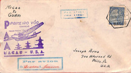 Aa6737  - MACAU Macao   POSTAL HISTORY - FIRST FLIGHT COVER To USA 1937 Guam - Covers & Documents