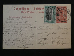BJ16 CONGO BELGE BELLE CARTE ENTIER SERIE 1 .N°20 RRR 1922 PETIT BUREAU  KAMBOVE A  LIEGE  ++ AFFRAN. INTERESSSANT + - Lettres & Documents