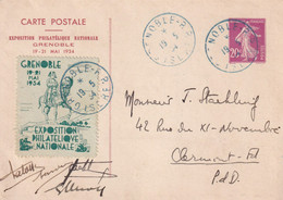 France Entiers Postaux - 20c Semeuse - Exposition De Grenoble Avec Vignette - Standard Postcards & Stamped On Demand (before 1995)