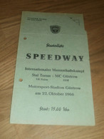 Speedway Güstrow 22.10.1966 , Torun - Güstrow , Programmheft / Programm / Rennprogramm , Program !!! - Motos