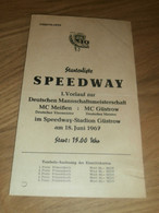 Speedway Güstrow 18.6.1967 , Deutsche Meisterschaft , Programmheft / Programm / Rennprogramm , Program !!! - Motos