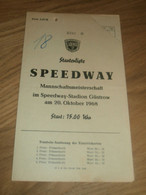 Speedway Güstrow 20.10.1968 , Mannschaftsmeisterschaft , Programmheft / Programm / Rennprogramm , Program !!! - Motos