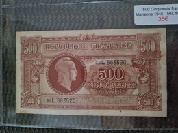 BILLET France 500 Cents Francs Marianne 1945 563520 - Non Classés