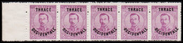 1920. THRACE INTERALLIEE. Bulgarian 15 St In 5-stripe With Overprint THRACE OCCIDENTALE. Never... (Michel 22) - JF527343 - Thrace