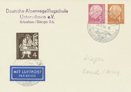 BUNDESREPUBLIK 1954 Privat-Luftpost-GA Heuß 5+4 Pf M. Zusatzfrankatur SEGELFLUG - Privatpostkarten - Gebraucht