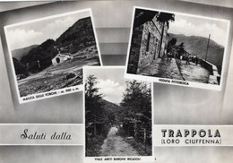 SALUTI DALLA TRAPPOLA - LORO CIUFFENA - CARTOLINA FG SPEDITA NEL 1955 - VEDUTINE - Arezzo